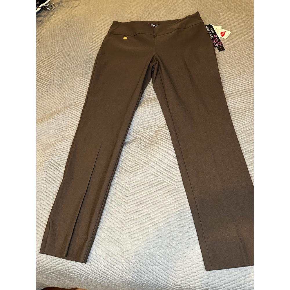 Peck & Peck Petite Brown Stretch Pull On Dress Pants Size 6P Straight Leg NWT